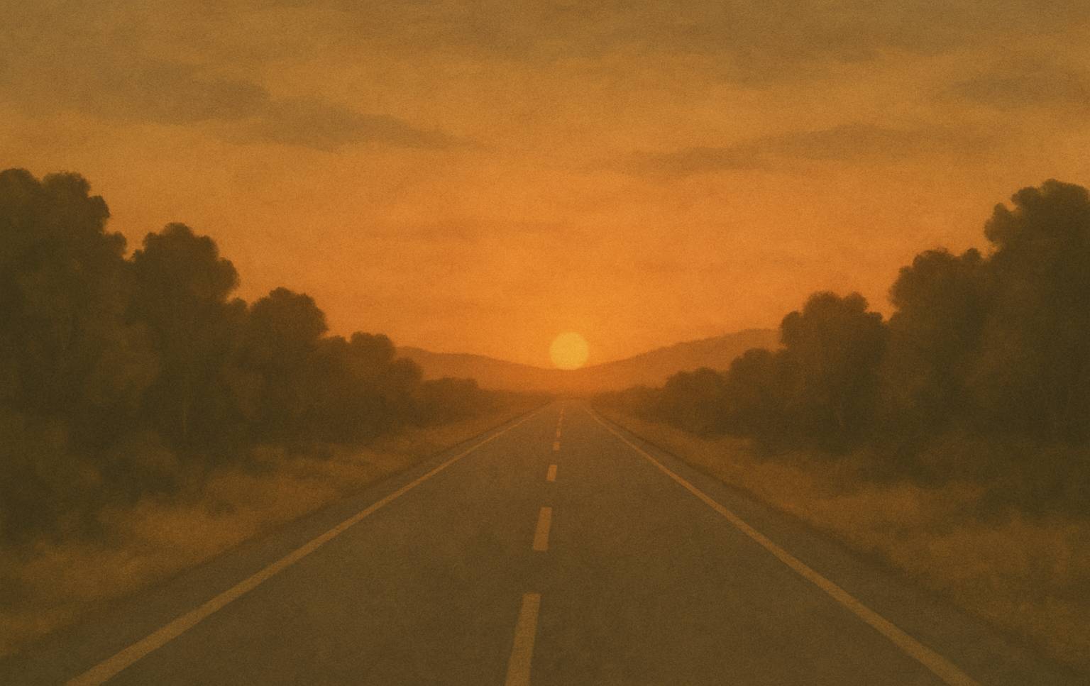 Empty Road at Sunset